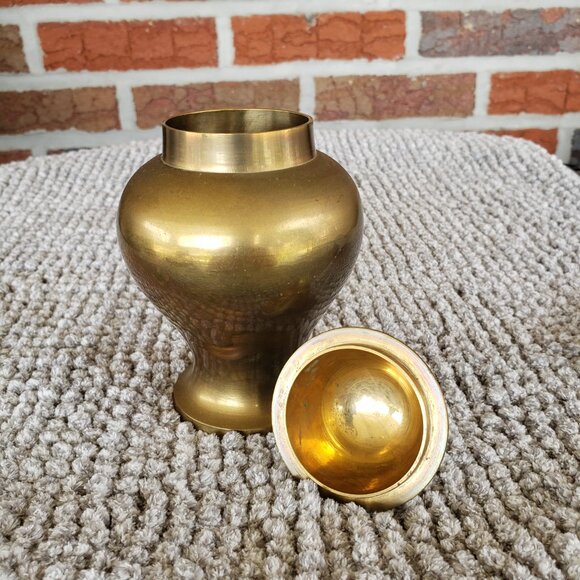 Cute Vintage Small Brass Urn - Picture 2 of 8